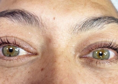 Close-up of eyelash extensions at Sun Kissed Nail & Wax Studio in Thurso, Scotland, GB.