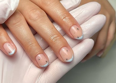 Chic nail art with stars at The Lookery Beauty Room, Milton Keynes, England, GB.
