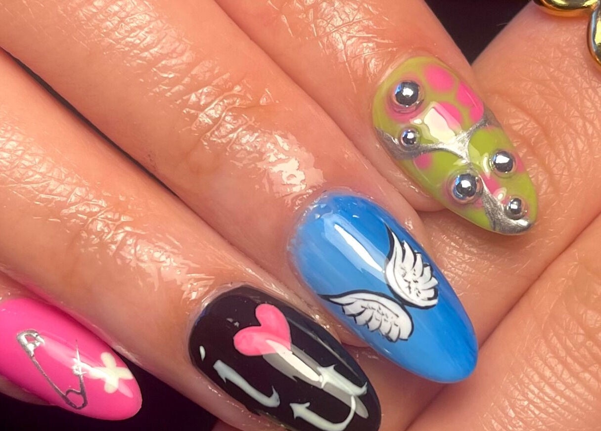 Vibrant nail art at Get Nailed by Molly, Liverpool, England, GB showcasing colorful, detailed designs.