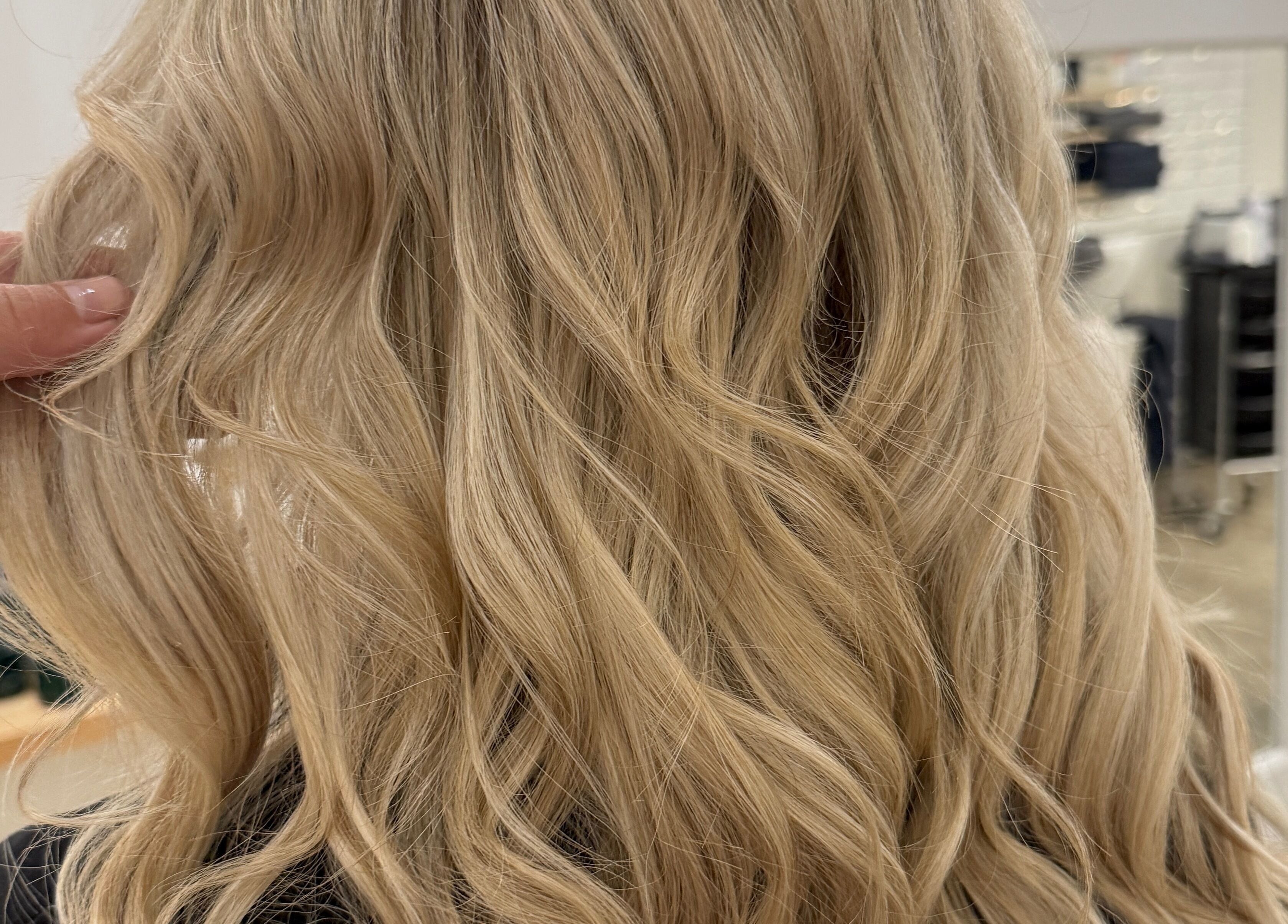 Blonde hair styled in waves at Hair By Kisha at Hairsalon Faraday, Auckland, Auckland, NZ.