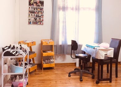 Nail care setup at Beauty by Charisse, Pietermaritzburg, Kwazulu-natal, ZA, showcasing tools and seating.