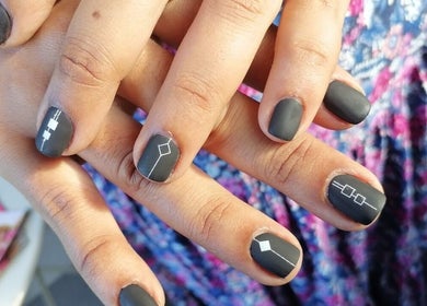 Elegant geometric nail designs at Beauty by Charisse, Pietermaritzburg, Kwazulu-natal, ZA.