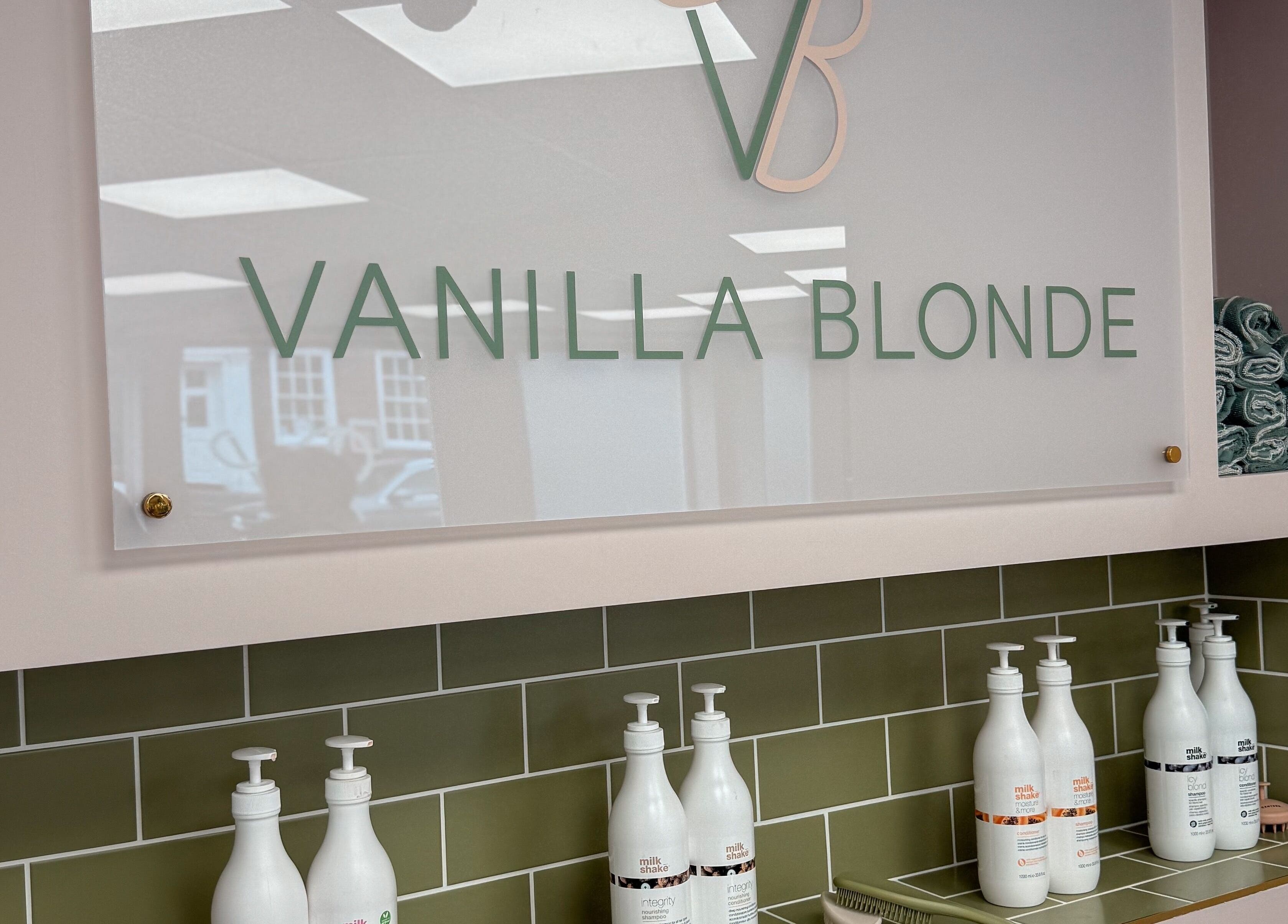 Chic interior at Vanilla Blonde, Witham, England, GB featuring branded products and decor.