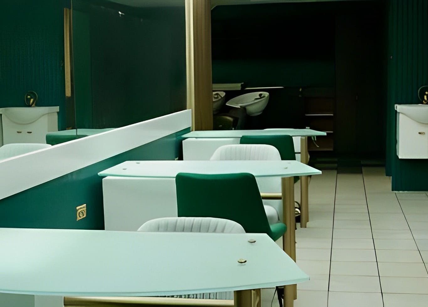 Interior moderno de salón en Bresh and Co, Guaynabo, Guaynabo, PR con decoración en tonos verdes.