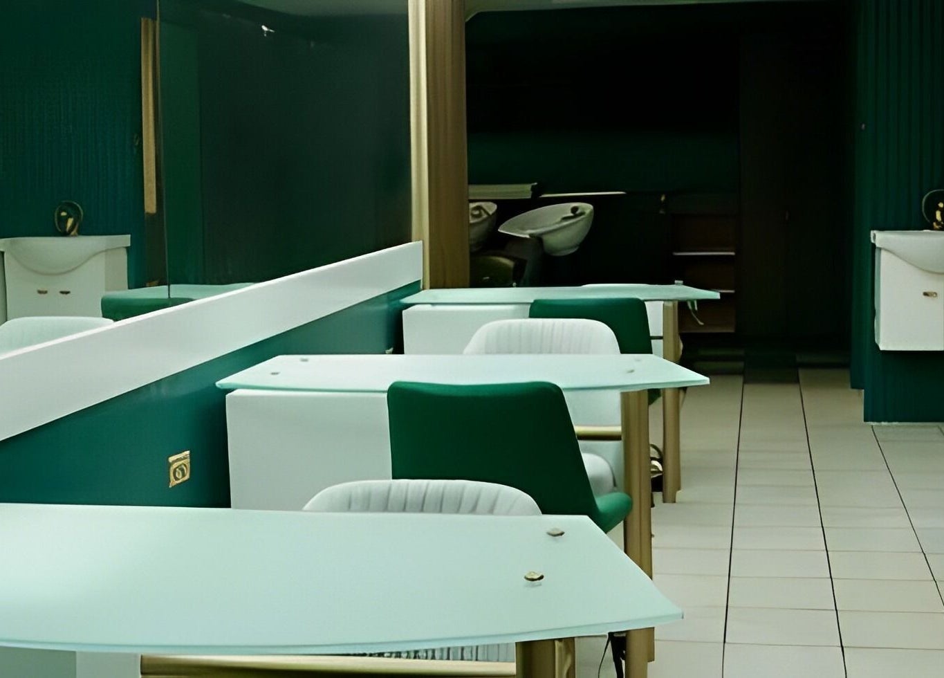 Interior moderno de salón en Bresh and Co, Guaynabo, Guaynabo, PR con decoración en tonos verdes.