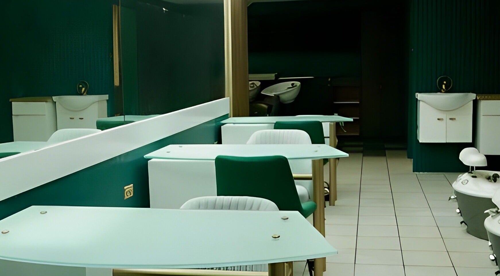 Interior moderno de salón en Bresh and Co, Guaynabo, Guaynabo, PR con decoración en tonos verdes.