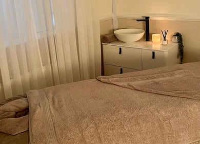 Peaceful treatment room at MEMA Skin & Wellness Clinic, Lytham, GB, with calming vibes and elegant decor.