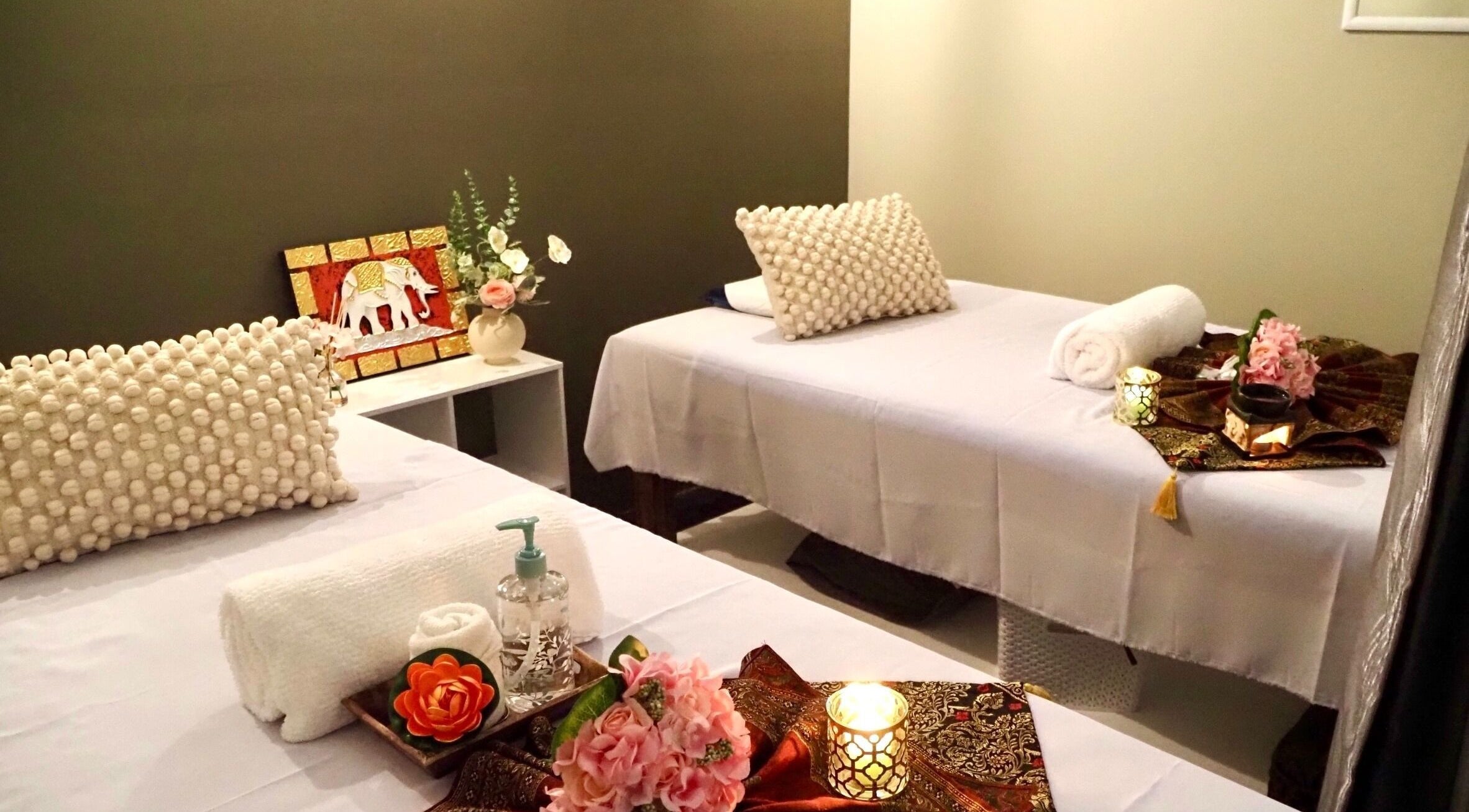 Tranquil massage room at Liverpool Nice Remedial & Thai Massage, Liverpool, New South Wales, AU.