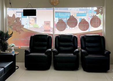 Relaxing lounge with cozy chairs at Liverpool Nice Remedial & Thai Massage, Liverpool, New South Wales, AU.