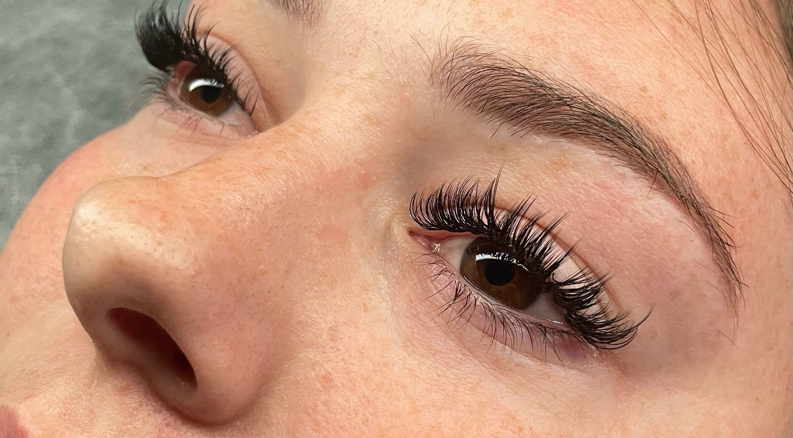 Close-up of lush eyelash extensions at Refined Lash Lounge, Kyneton, Victoria, AU.
