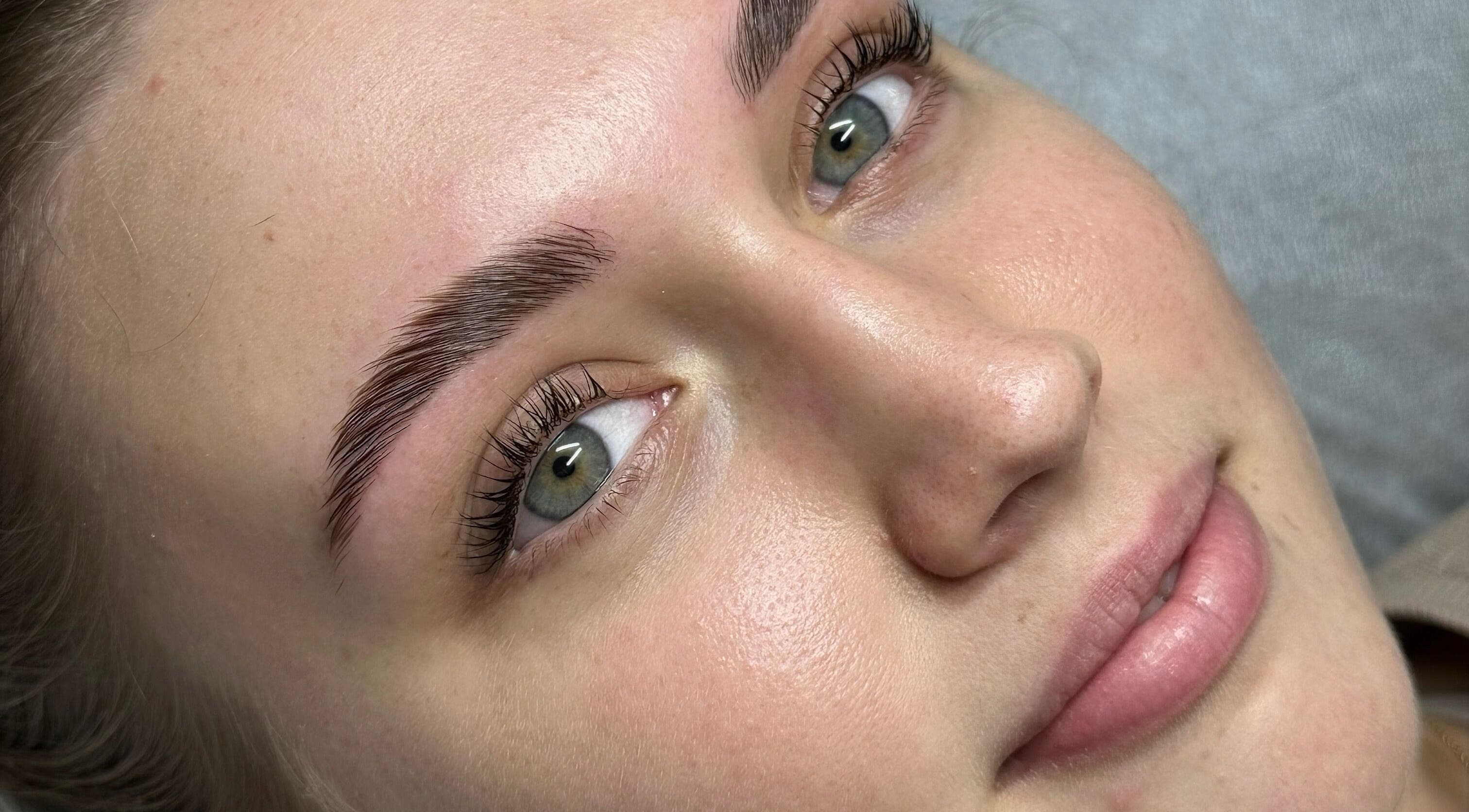 Close-up of beautifully shaped eyebrows at Kissed By Beauty, Mount Warren Park, Queensland, AU.