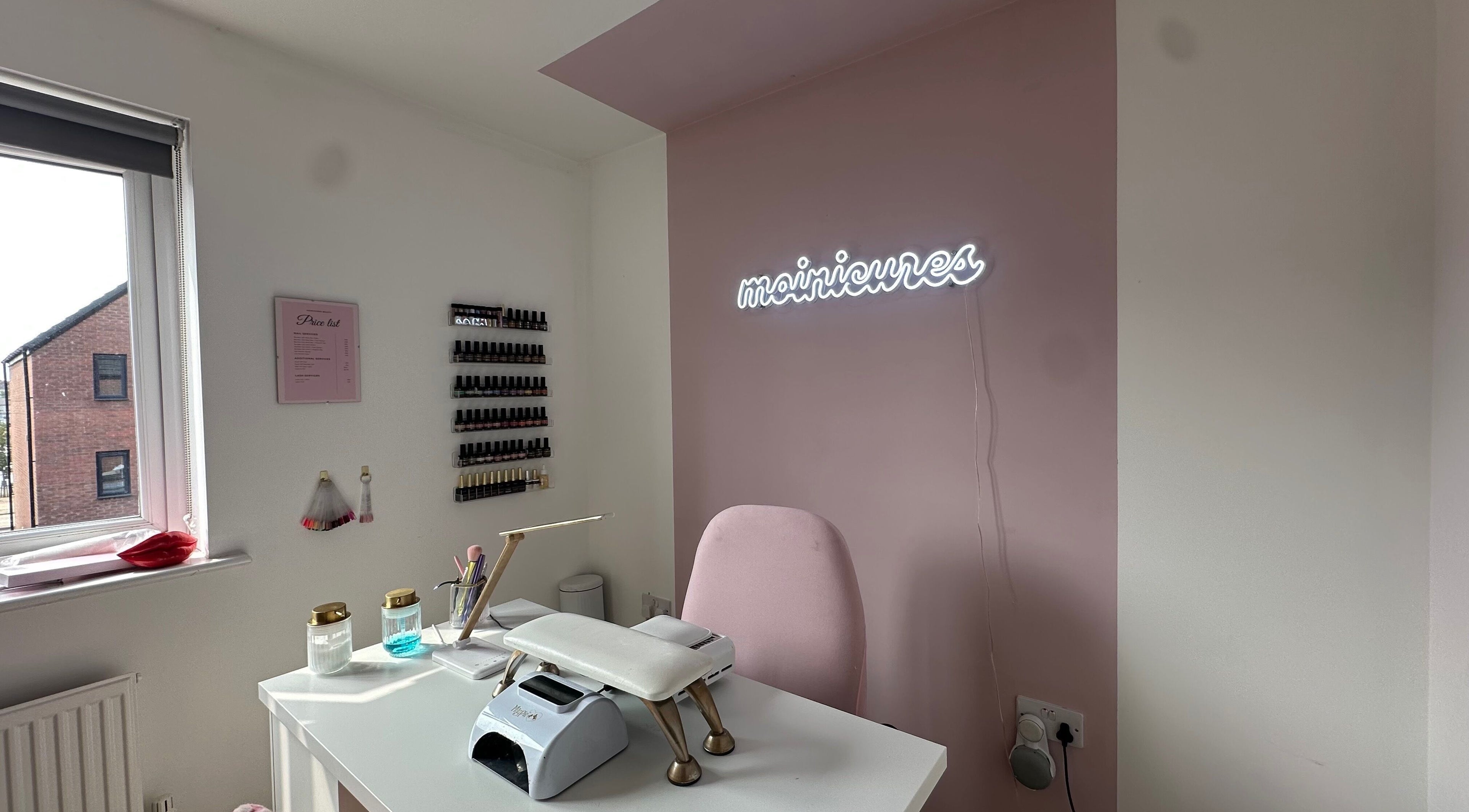 Elegant nail care setup at Moinicures, Barry, Wales, GB with stylish decor and manicure essentials.
