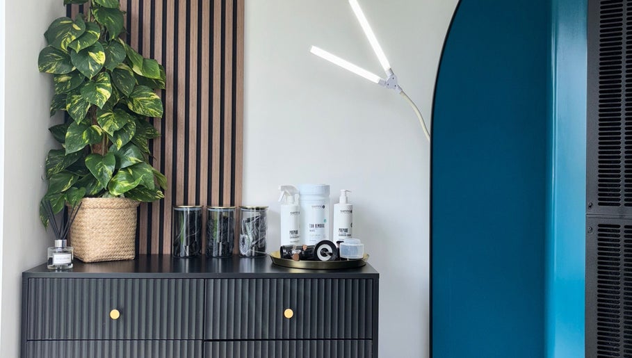 Stylish interior at Tan Club Liverpool, featuring plants and products, Liverpool, England, GB.