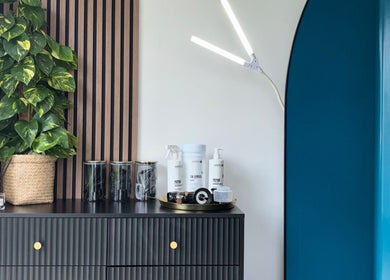 Stylish interior at Tan Club Liverpool, featuring plants and products, Liverpool, England, GB.