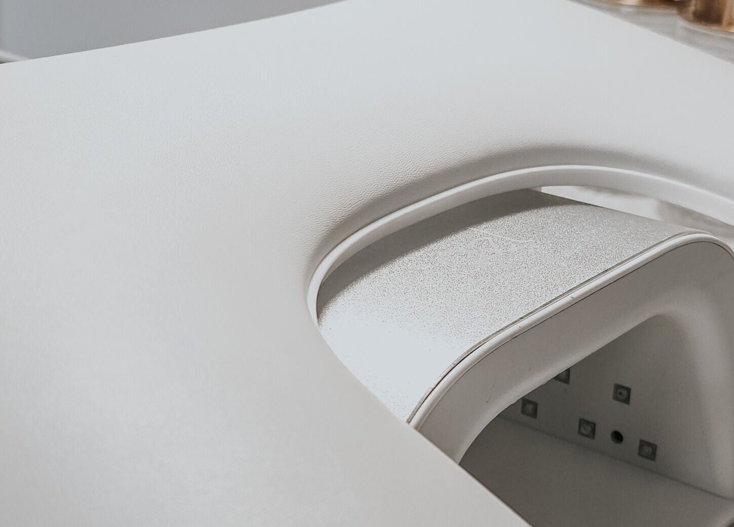 Sleek manicure station at Bare Nails, Westergate, England, GB, showcasing modern design and comfort.