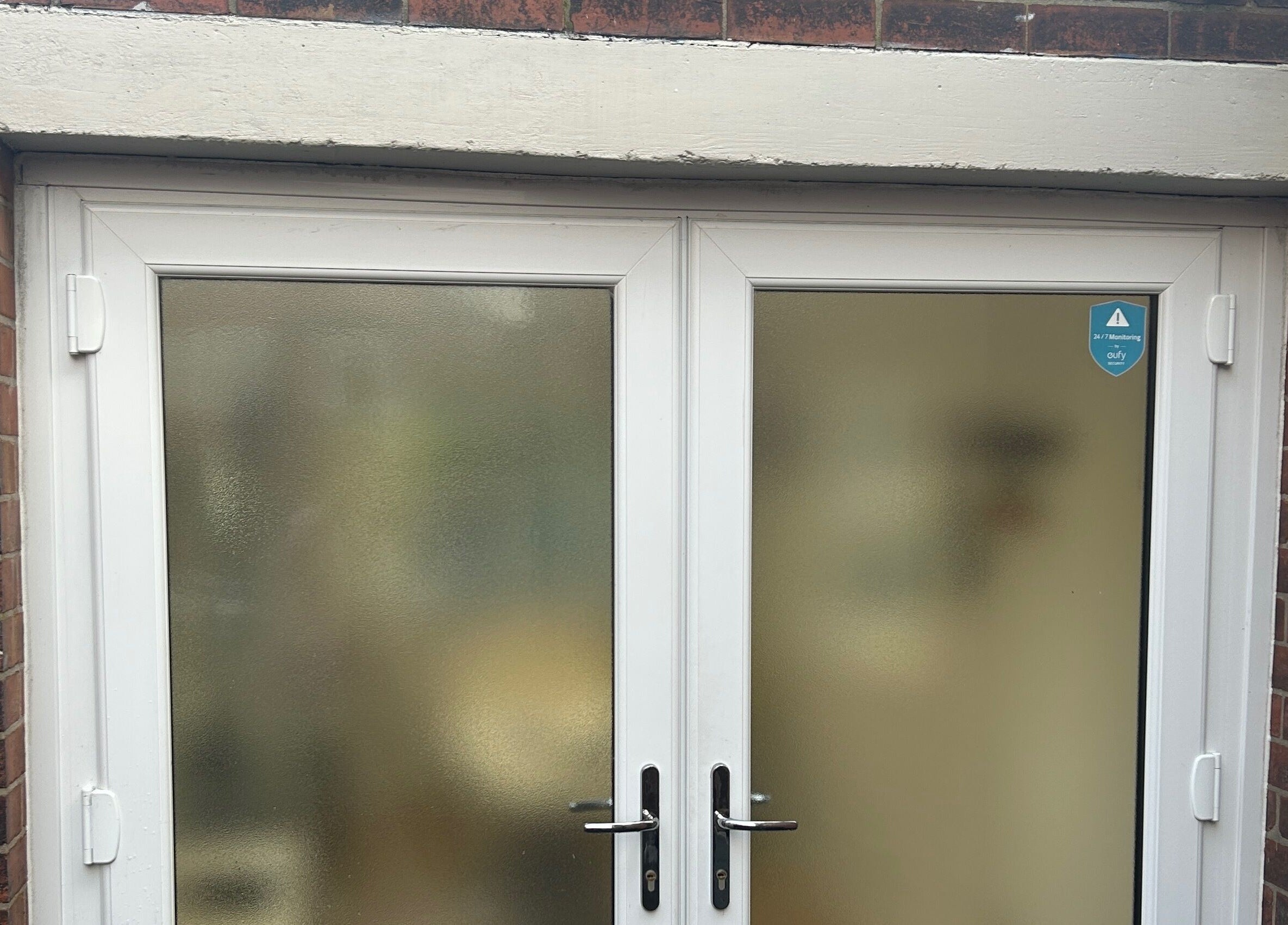 Dayna Louise entry doors at Leeds, England, GB, featuring frosted glass for privacy and style.