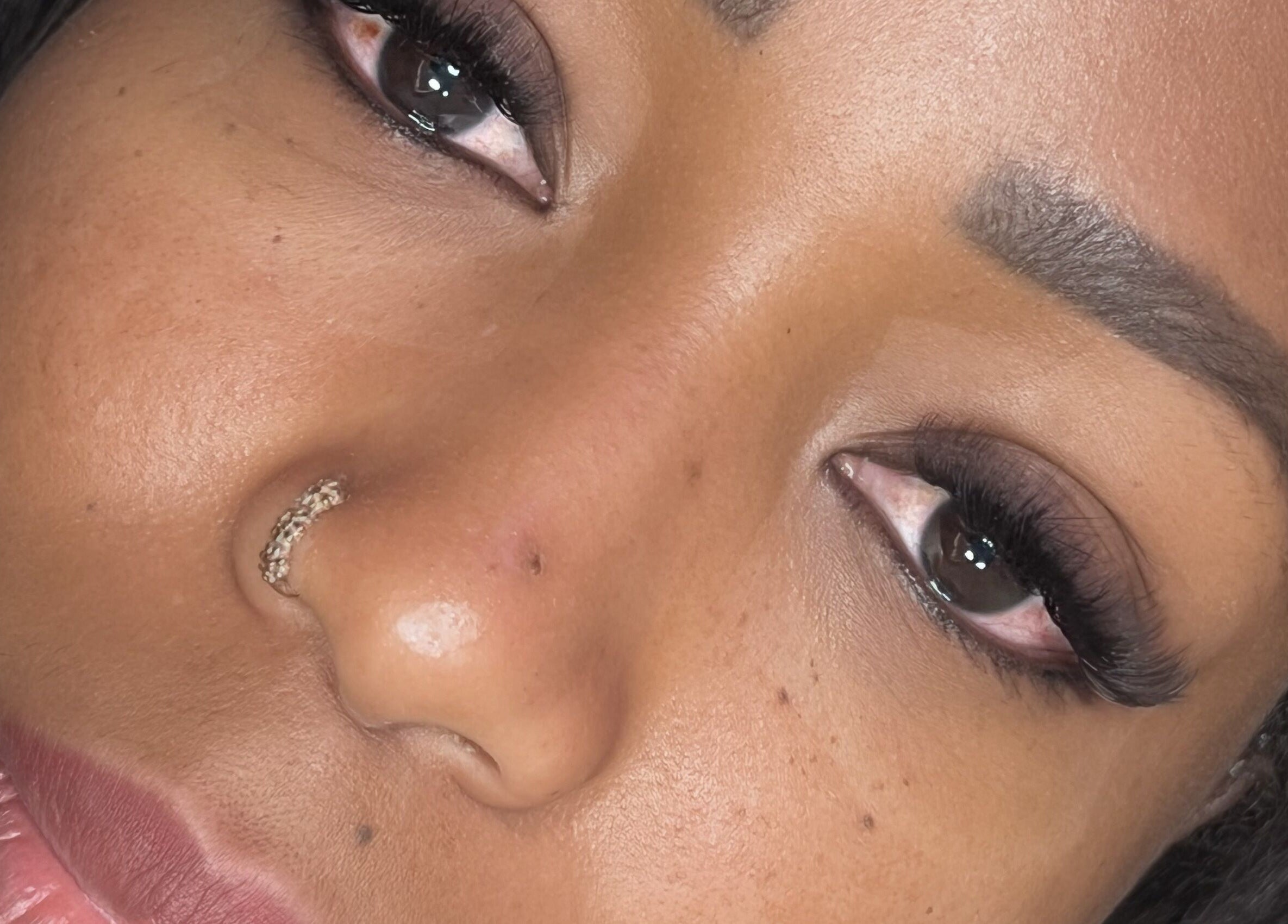 Close-up of elegant eyelash extensions at Mimi Does Lashes, Dartmouth, Nova Scotia, CA.