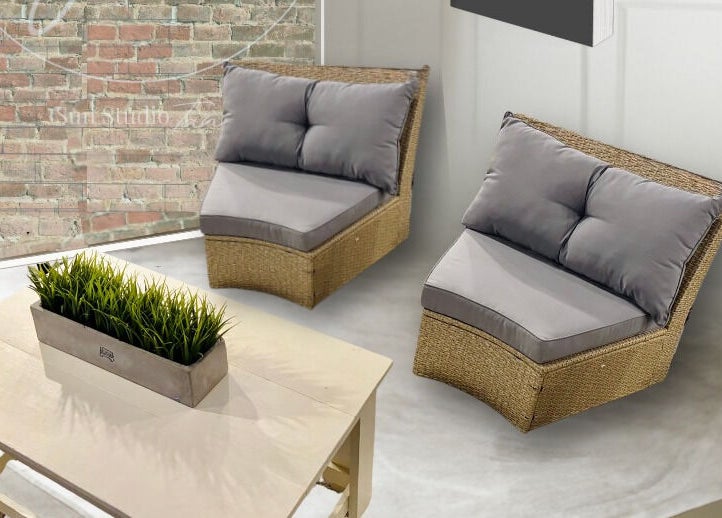 Relaxing seating area at Sun Studio Tan, Columbus, Ohio, US with wicker chairs and modern decor.