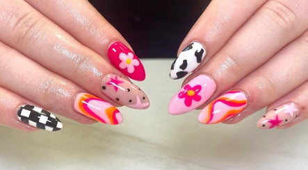 Colorful nail art showcasing bold designs at Kimberley Jane Nails & Beauty, Newcastle-under-Lyme, England, GB.