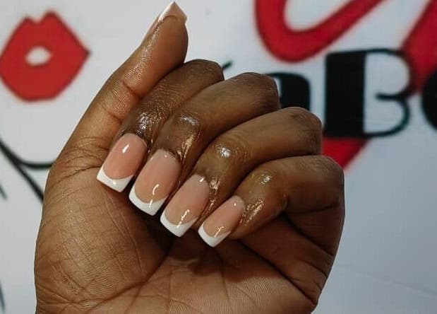 Stylish French manicure at GkaBeauty's nails lashes &brows, Johannesburg, Gauteng, ZA.