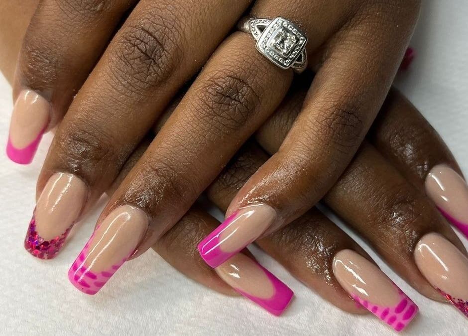 Elegant pink nail art at GkaBeauty's nails lashes &brows, Johannesburg, Gauteng, ZA.
