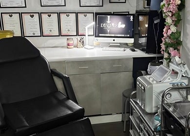 Divine Hair and Aesthetics treatment room in Middlesbrough, England, GB, featuring a modern aesthetic setup.