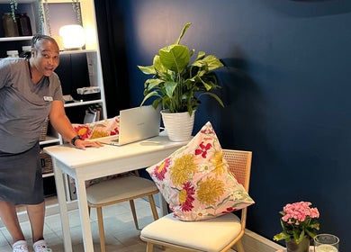 Relaxing reception space at The Firm Durban North, Durban North, Kwazulu-natal, ZA with green plant decor.