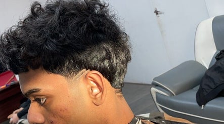 Close-up of a stylishly faded haircut at NJ Clipzz, Keighley, England, GB.