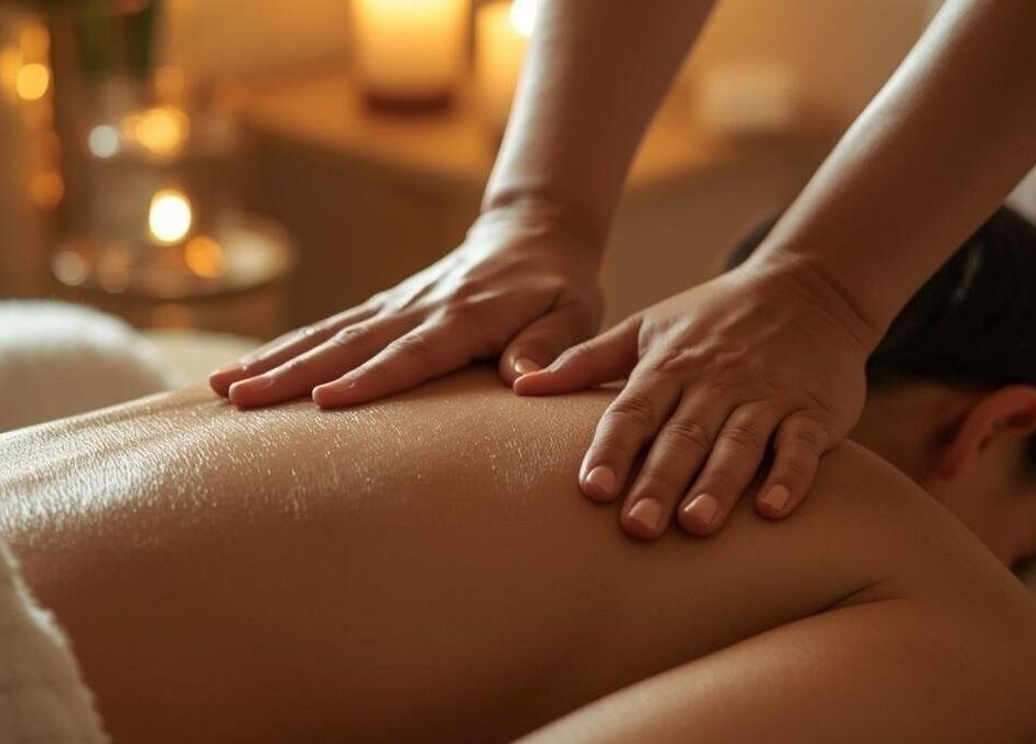 Soothing massage at Lt Holistics & Wellness, Lytham Saint Annes, England, GB. Candlelit ambiance enhances relaxation.