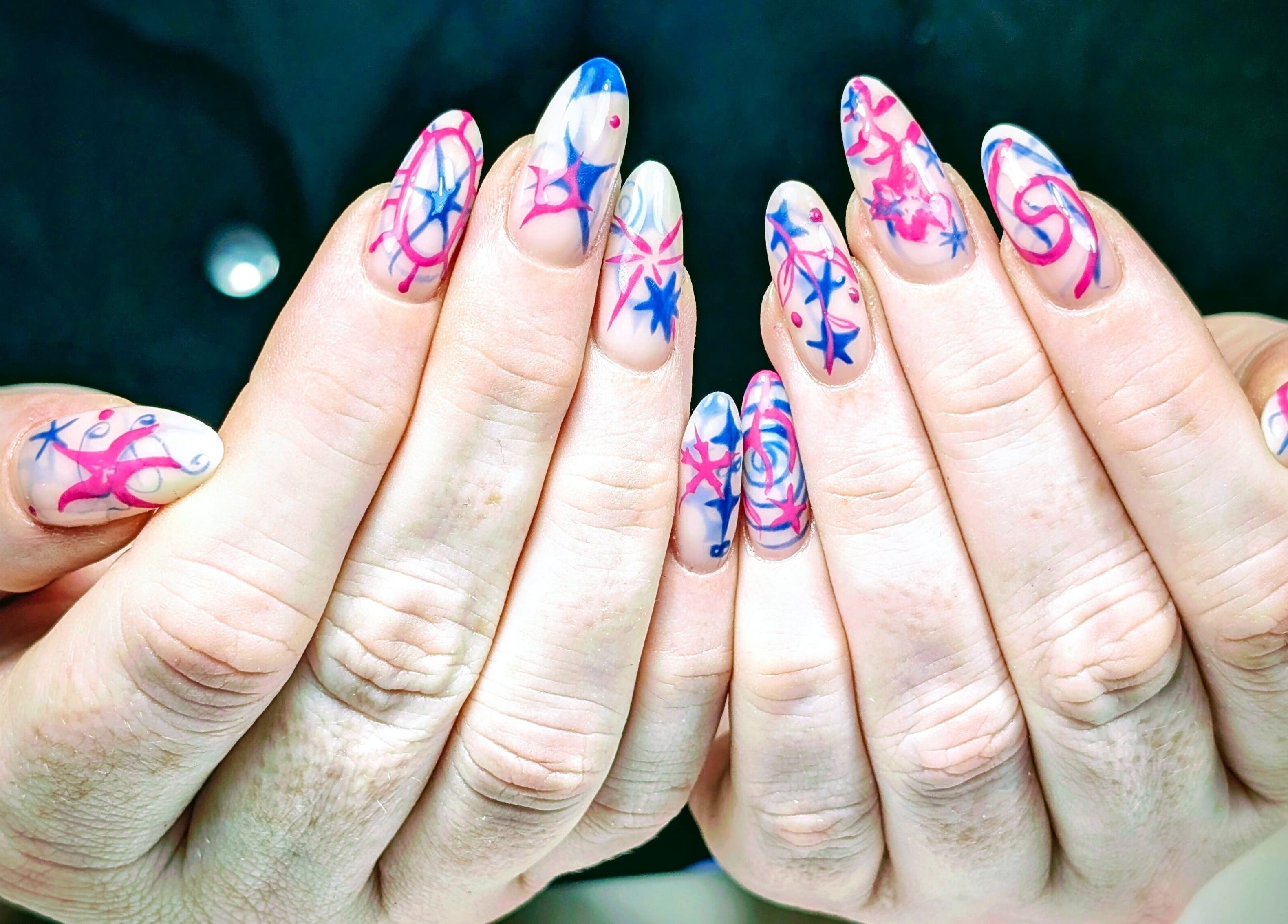 Colorful nail art at NUWAVE NAILS - Prestwick Home Studio, Prestwick, Scotland, GB.