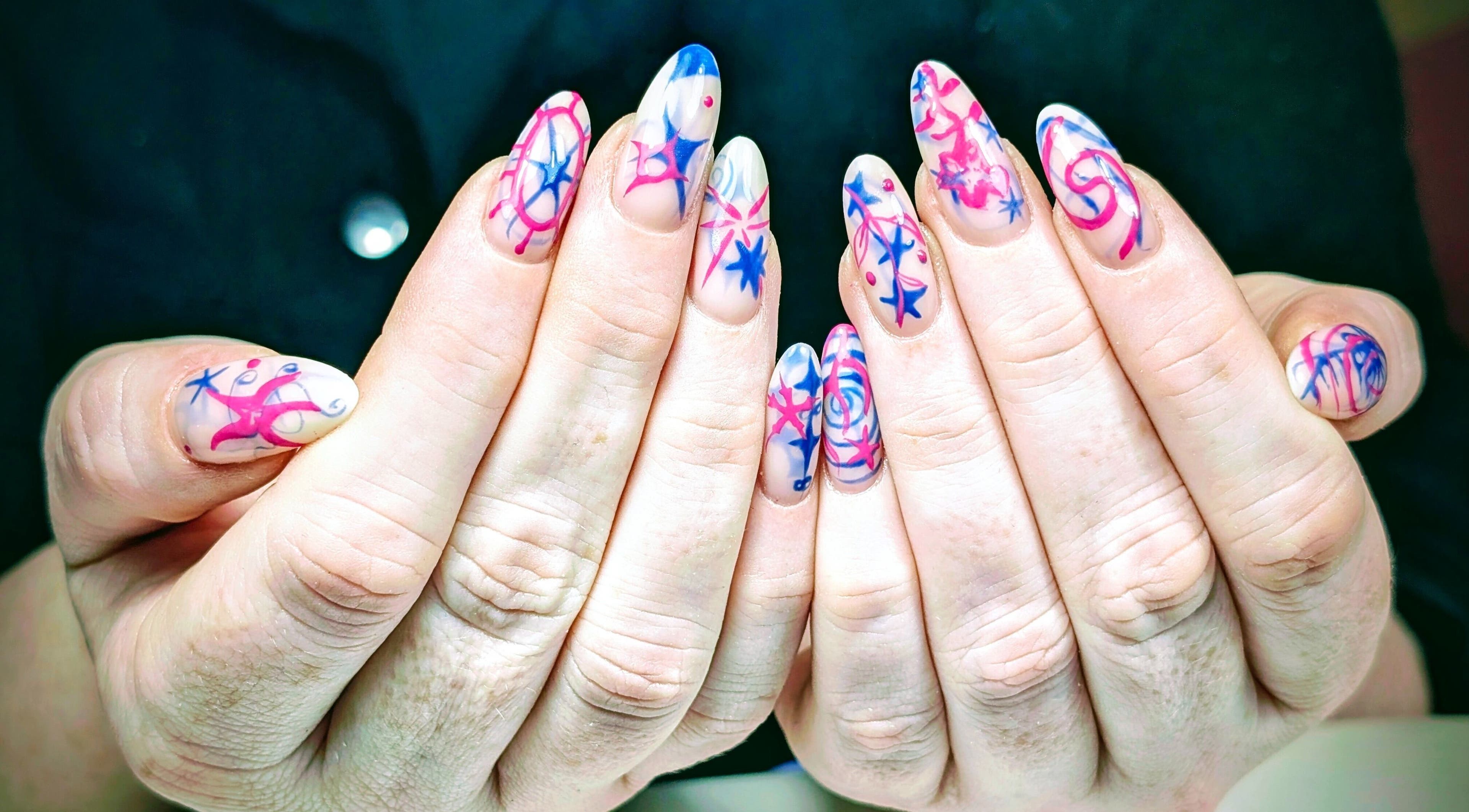 Colorful nail art at NUWAVE NAILS - Prestwick Home Studio, Prestwick, Scotland, GB.