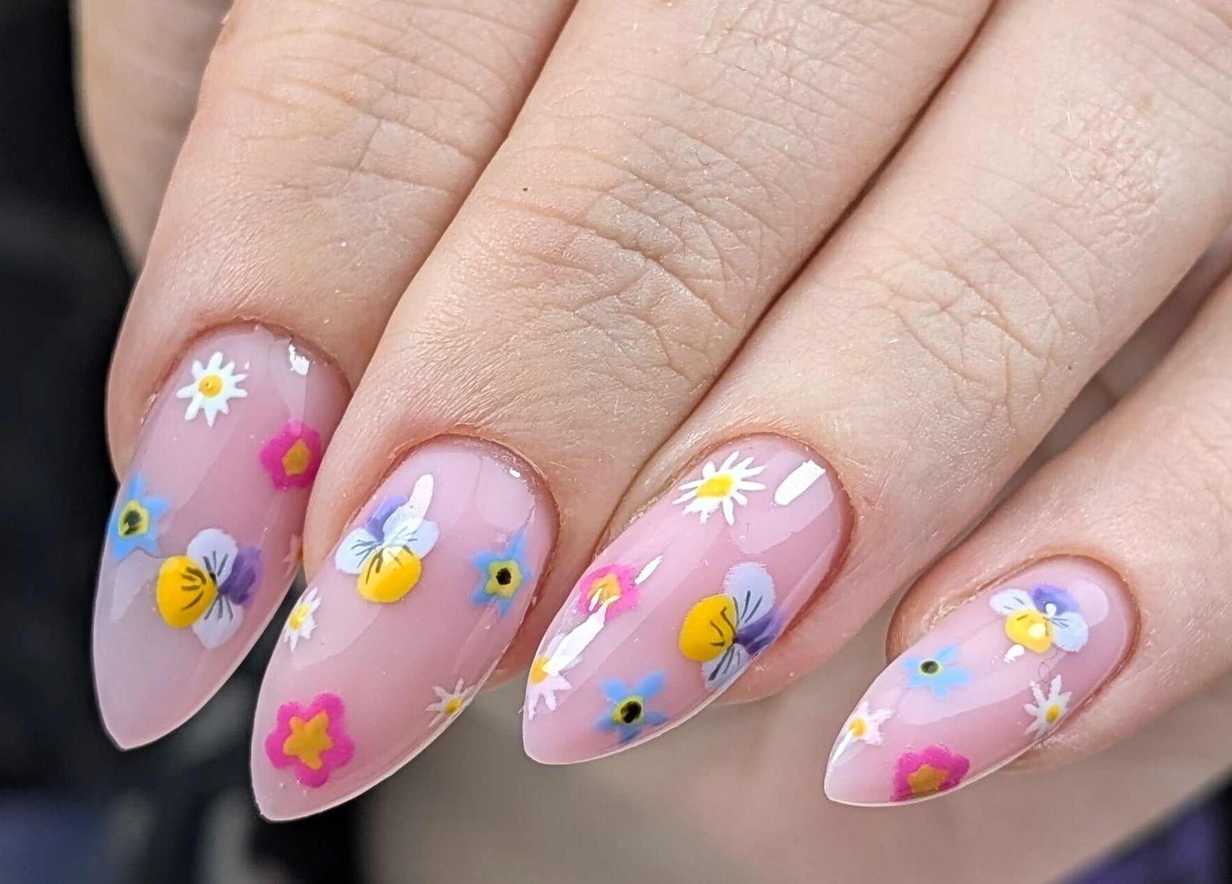 Intricate floral nail art at NUWAVE NAILS - Prestwick (Home Studio), Prestwick, Scotland, GB.