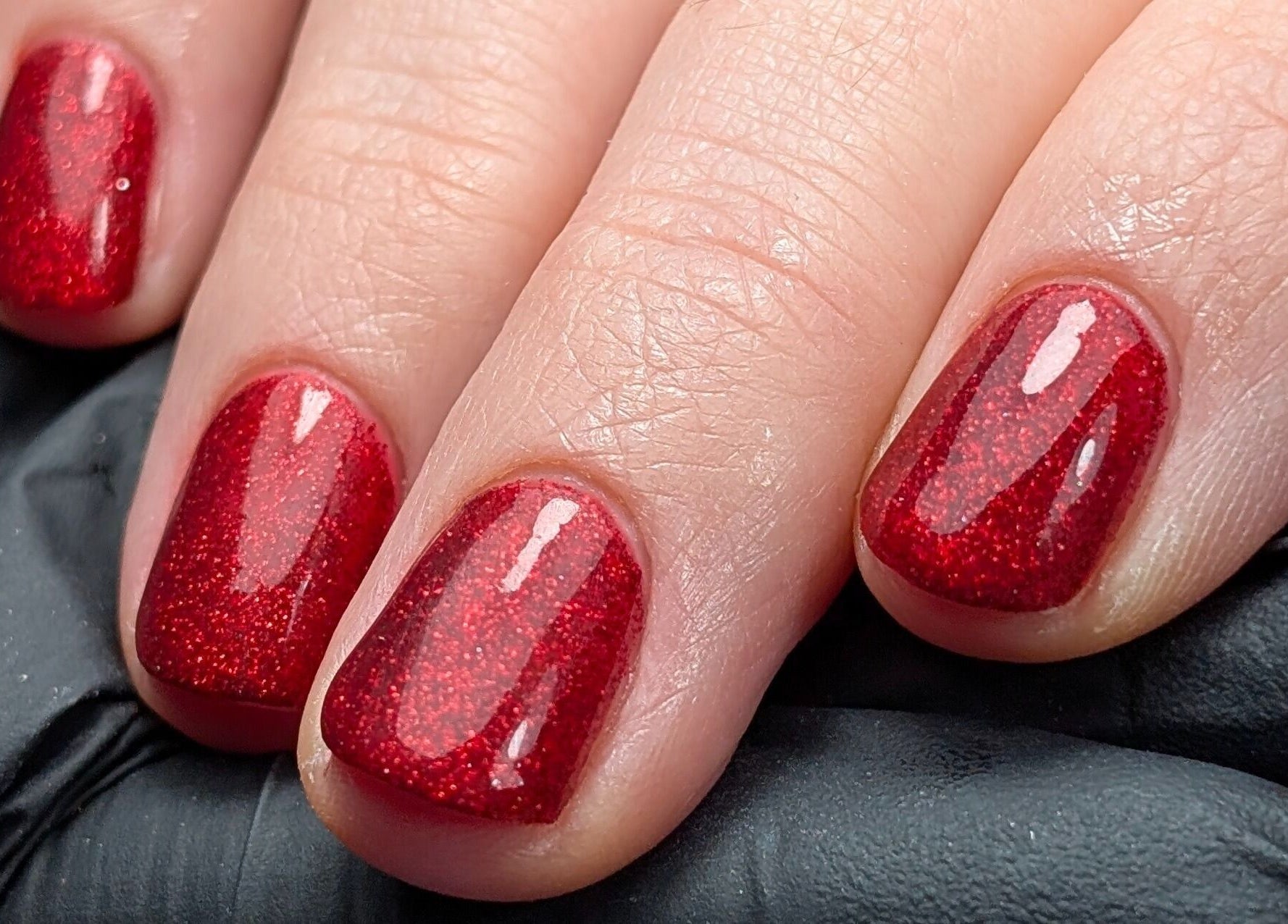 Stunning red glitter nails by NUWAVE NAILS - Prestwick (Home Studio), Prestwick, Scotland, GB.