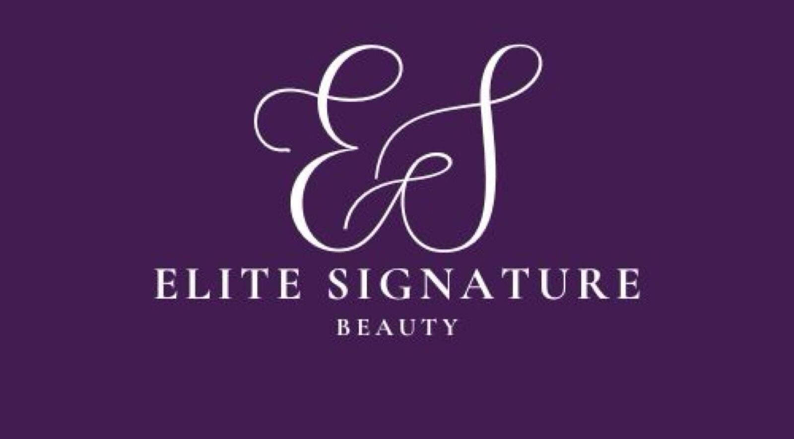 Elite Signature Beauty logo on a purple background, Nassau, New Providence, BS.