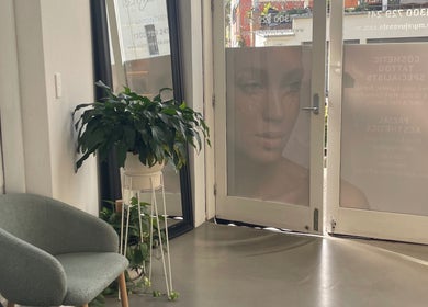 Entrance with plants and chairs at Vital Skin Aesthetics in Annandale, New South Wales, AU.
