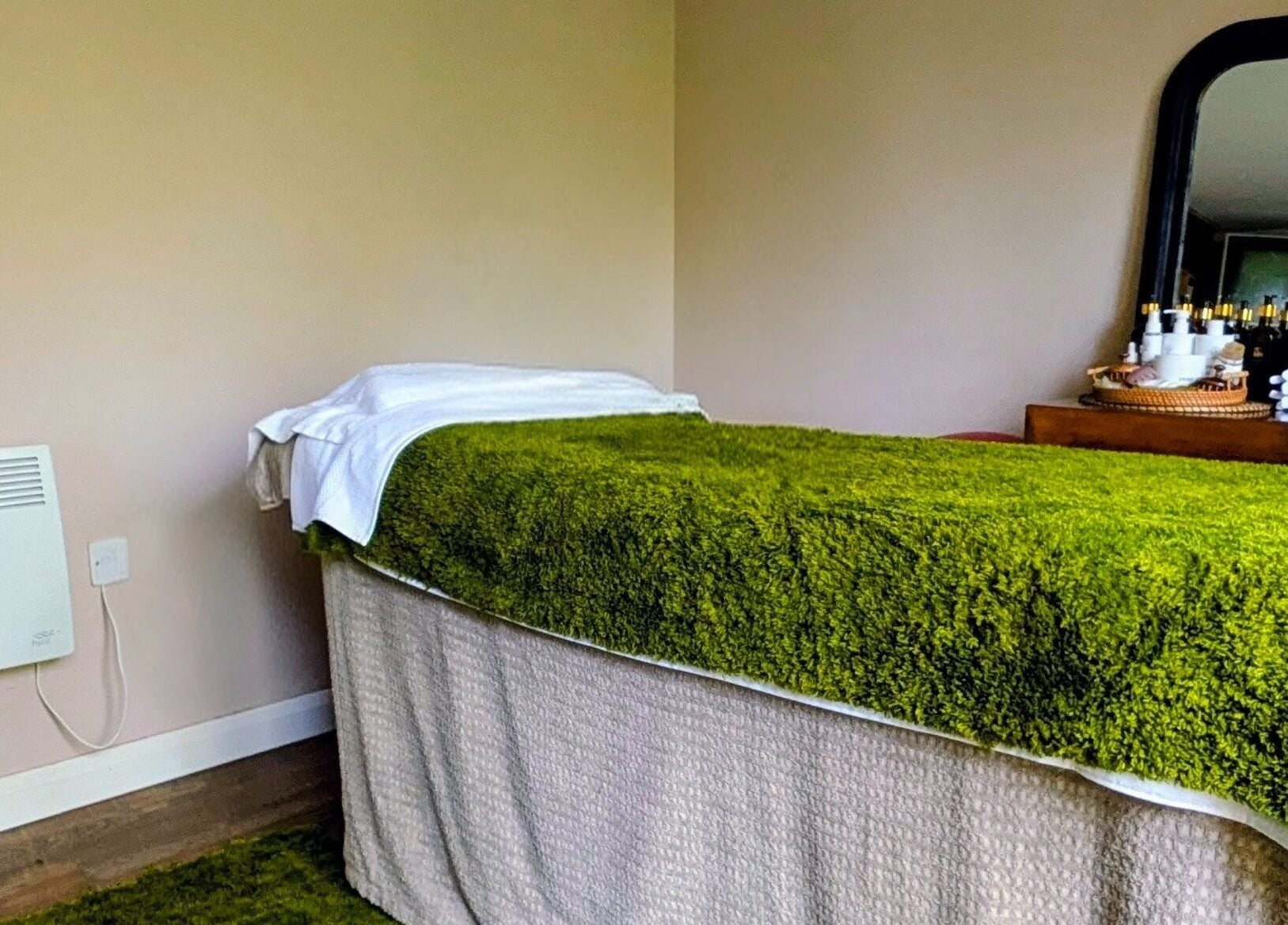 Calming treatment room at Sakura Wellness Institute in Audley, England, GB ready for a rejuvenating experience.