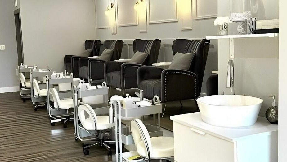Elegant pedicure chairs at Max Studio Nails and More, Highwood, Illinois, US, offering luxurious relaxation.