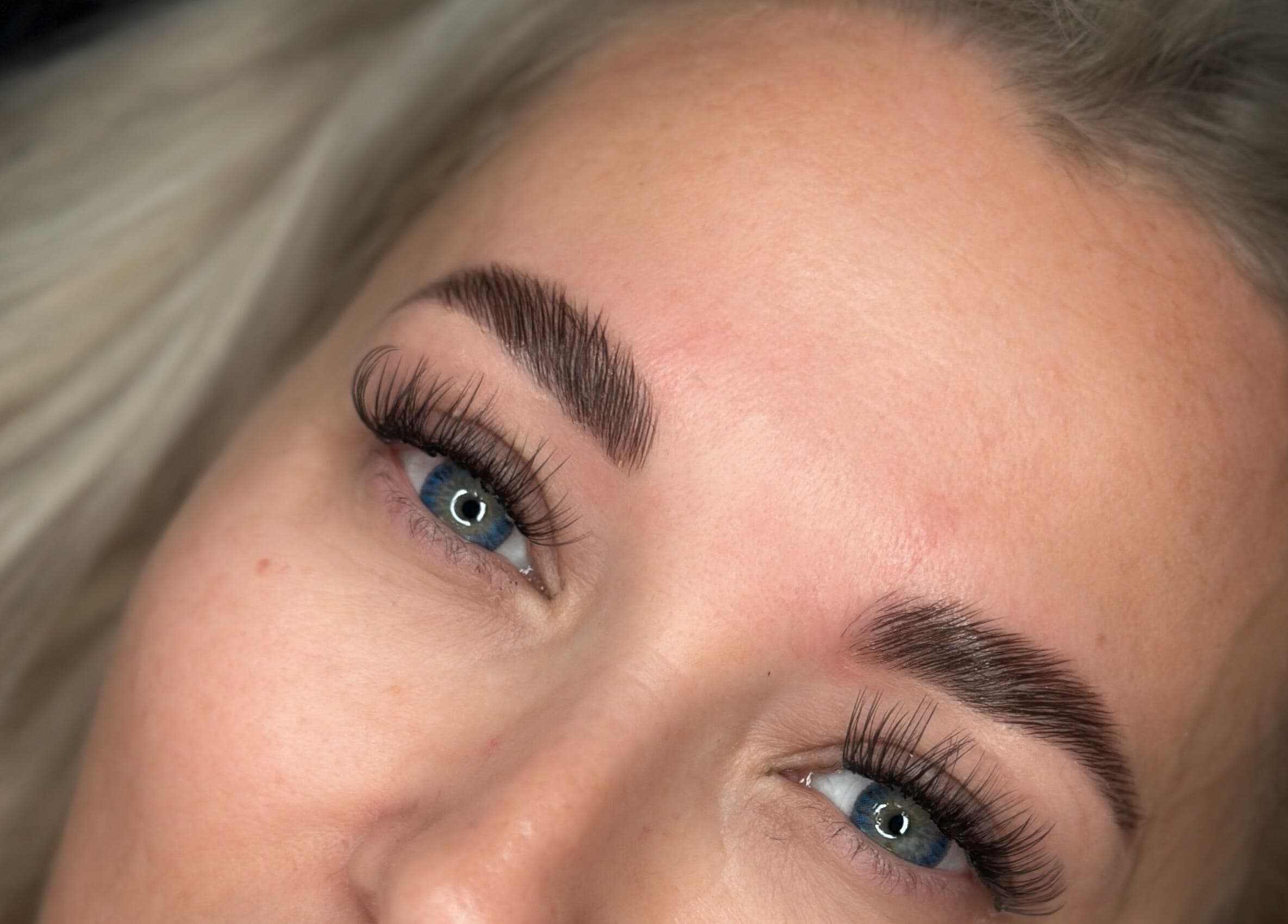 Close-up of expertly styled eyebrows at AR Beauty Bar, Stevenage, England, GB.