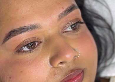 Close-up of beautifully groomed eyebrows at Arch Rivals Brow Studio, Port Coquitlam, British Columbia, CA.
