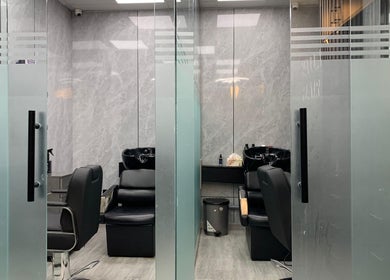 Yalla Hair Salon, Hair Replacement Centre on Sheikh Zayed Road offers chic, comfortable hair washing stations in Dubai, AE.