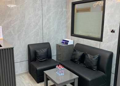 Modern seating area at Yalla Hair Salon, Hair Replacement Centre, Sheikh Zayed Road, Dubai, Dubai, AE.
