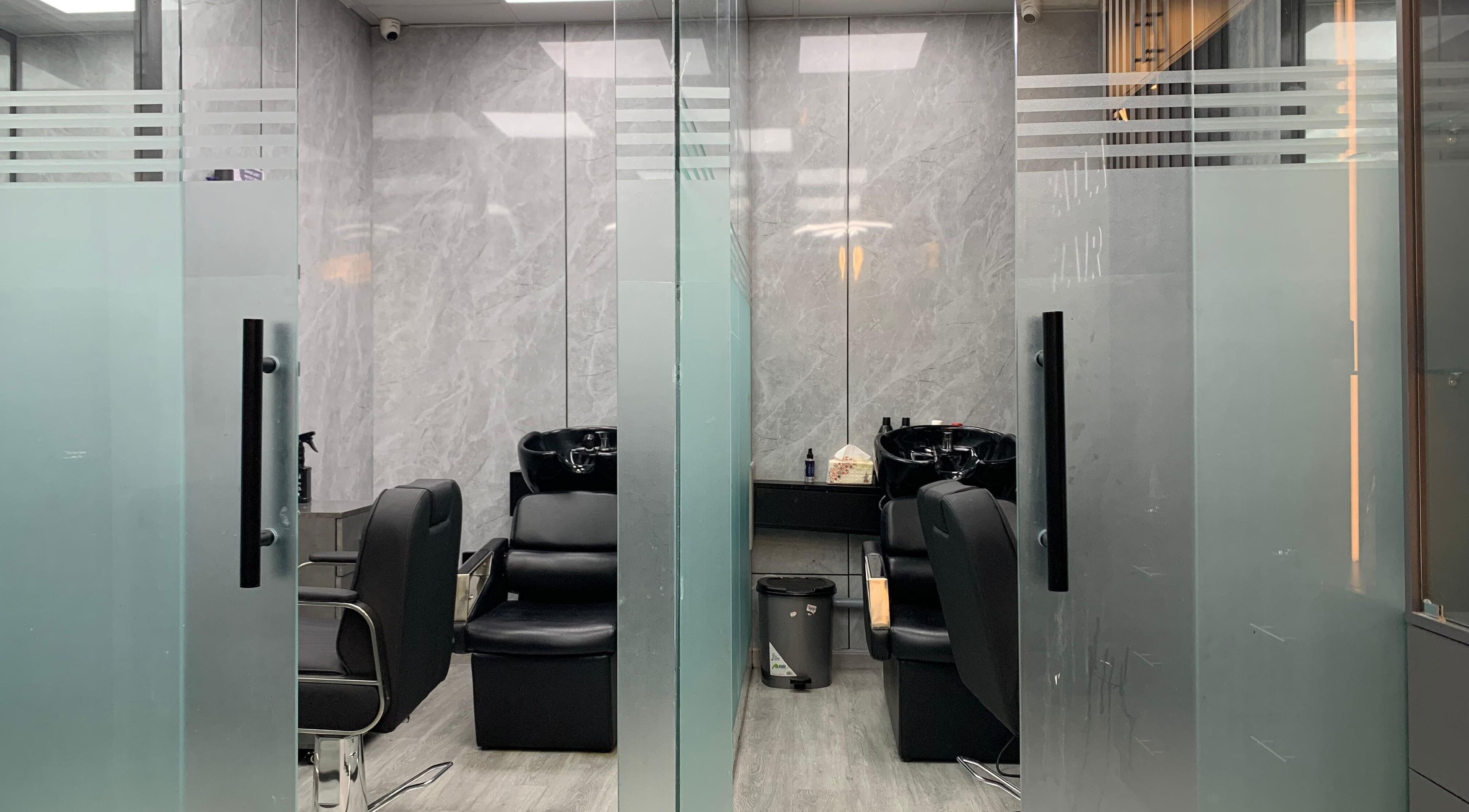 Modern interior of Yalla Hair Salon, Hair Replacement Centre, Sheikh Zayed Road, Dubai, Dubai, AE.