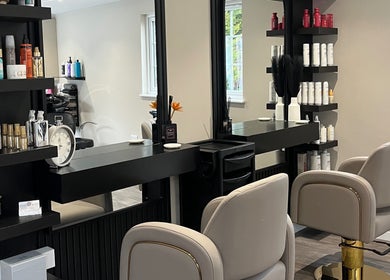 Elegant styling chairs and products at Hair by Tia in Stanway, England, GB.