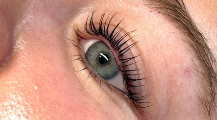 Close-up of enhanced eyelashes at J Sbrowbar Sydney, Winston Hills, New South Wales, AU.