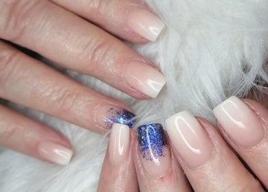 Elegant manicure with glitter detail by Nails by Zanecke, Boksburg, Gauteng, ZA.
