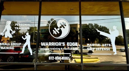 Front view of Warrior’s Edge in Dallas, Texas, US, highlighting personal training and martial arts services.