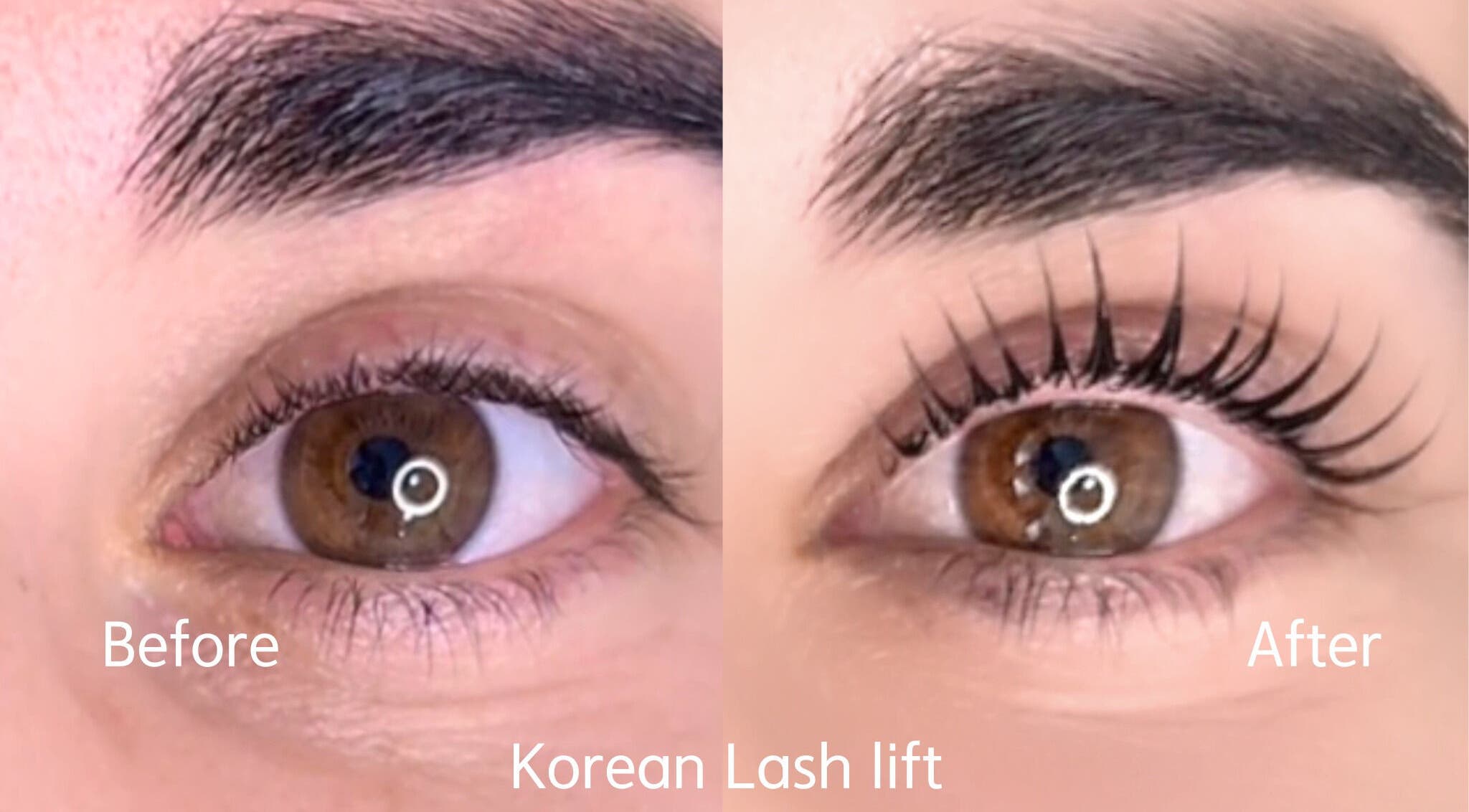 Before and after lash lift at Gold Nail Studio in Ardross, Western Australia, AU. Enhanced, voluminous lashes.