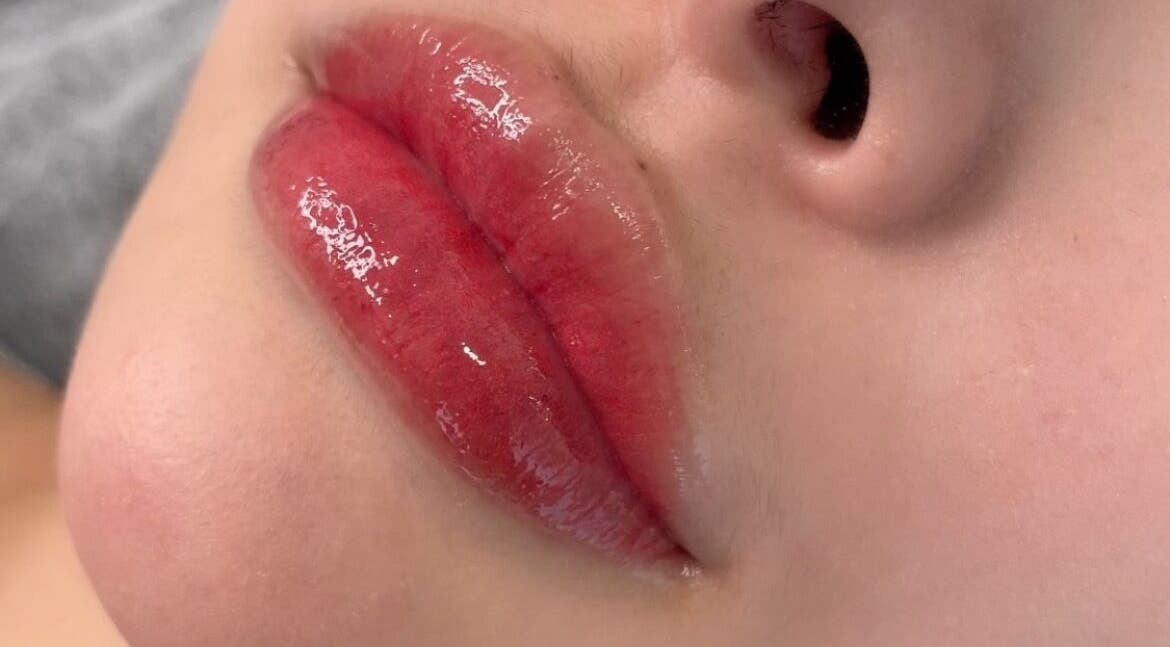 Close-up of glossy lips at Gold Nail Studio, Ardross, Western Australia, AU.