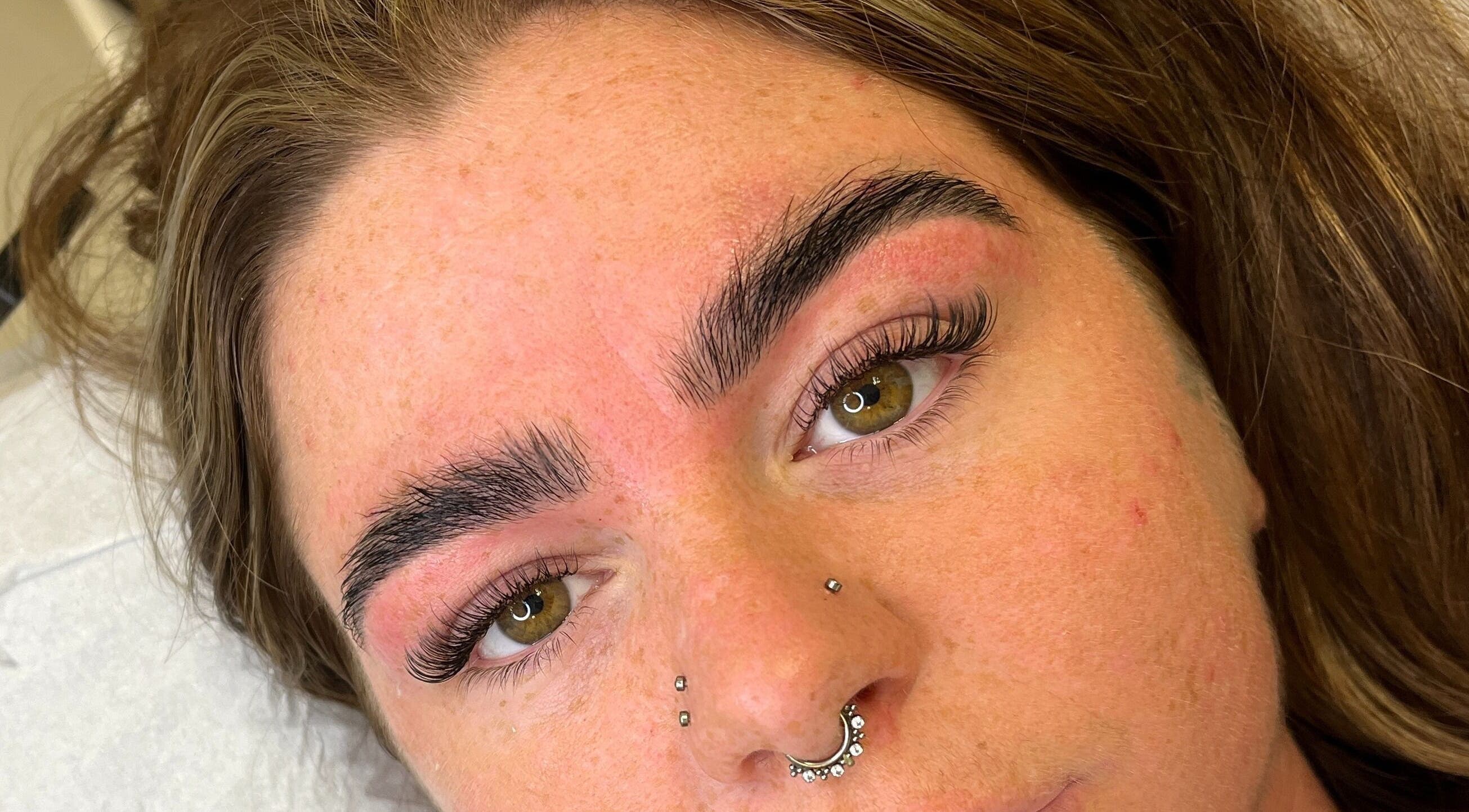 Close-up of beautifully styled lashes at Lashed by Charlotte, Hibaldstow, England, GB.