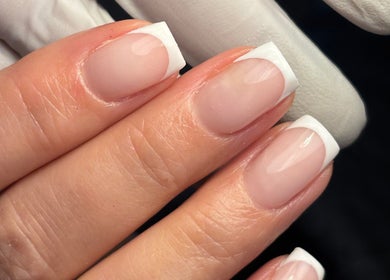 French manicure nails at Atmillies in Scunthorpe, England, GB, showcasing expert nail artistry.